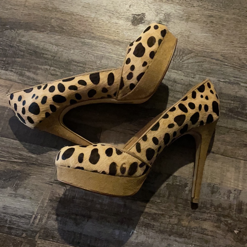 Chinese Laundry Animal print hair calf platform stiletto Size 10